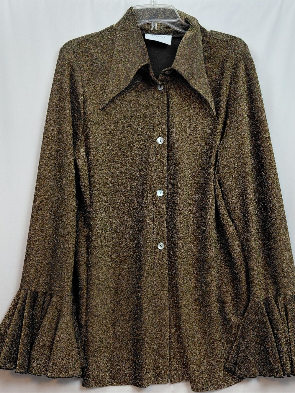 SLEEPER Cosmos Saturn Metallic Loungewear Top Women's Size XL Gold Black